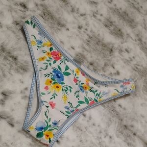 Floral Wild Fable Bikini Bottom with Blue Gingham Trim